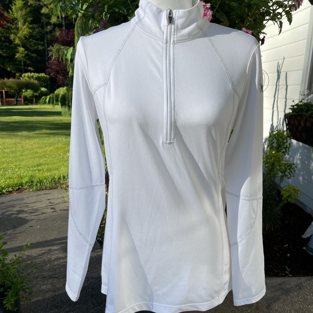 SPYDER aura WHITE 1/4 zip PULLOVER MEDIUM